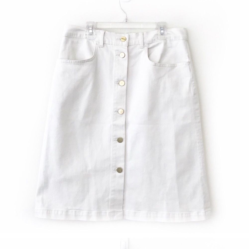 Frame Denim White Button Front Boot Skirt - image 2
